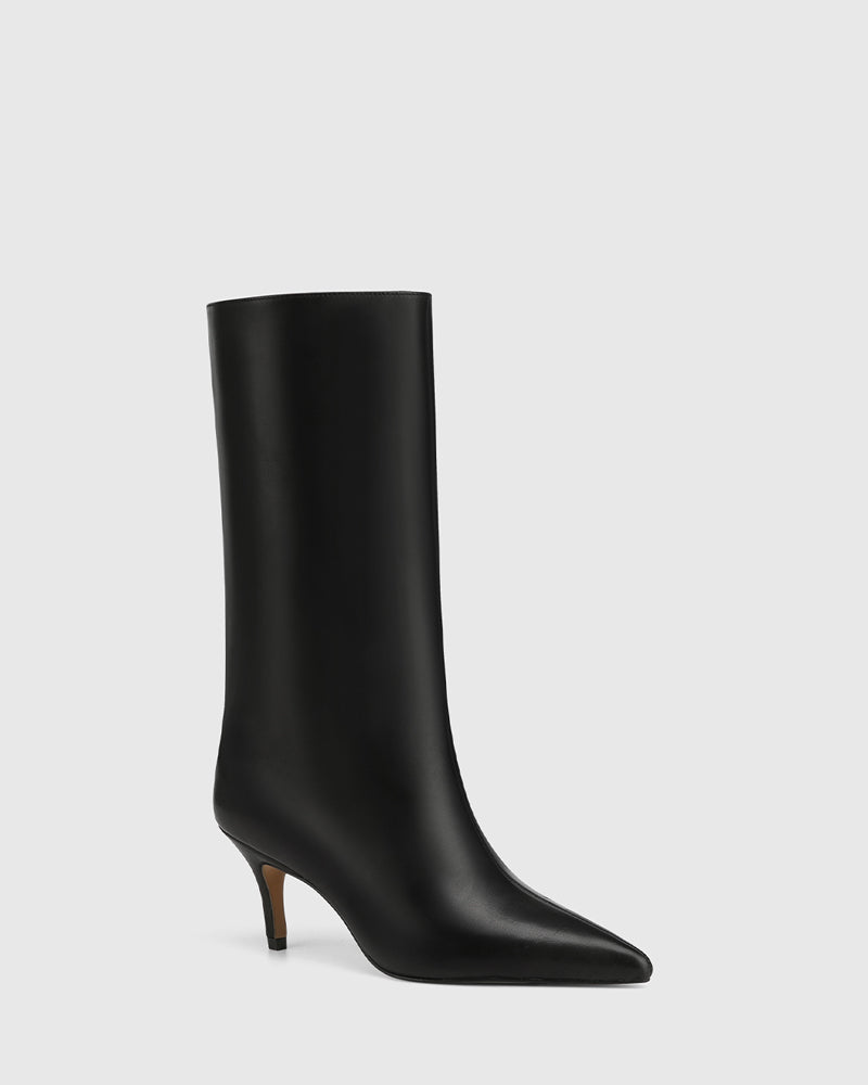 Lozana Black Leather Mid-Calf Boot