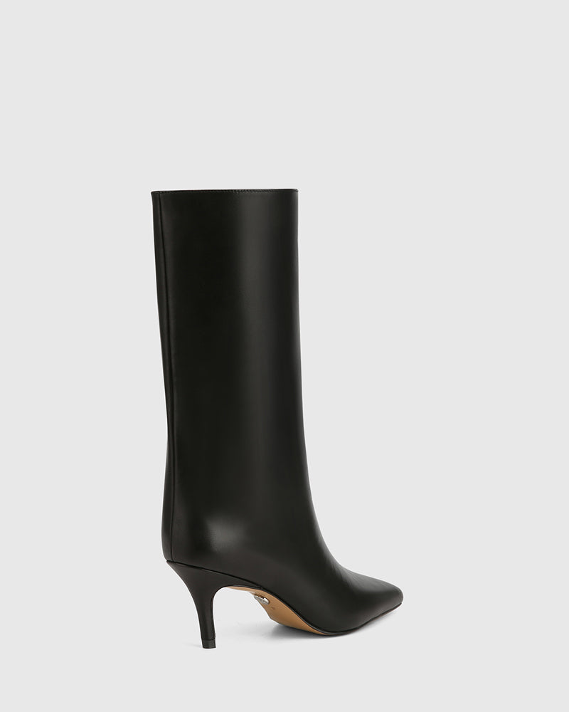 Lozana Black Leather Mid-Calf Boot