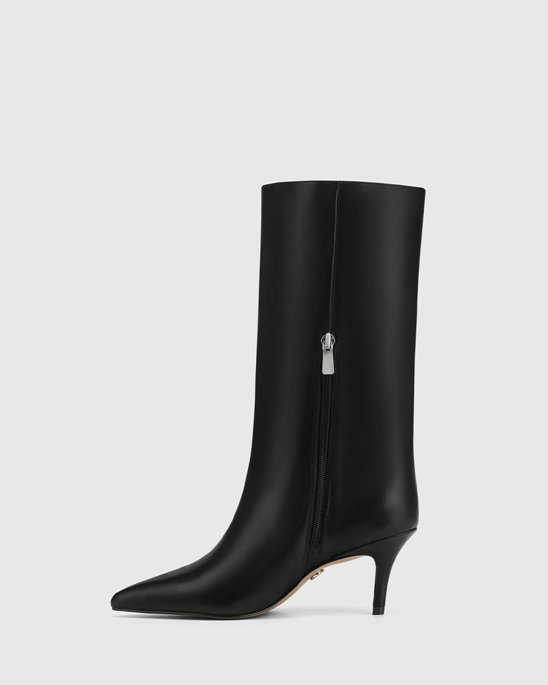 Lozana Black Leather Mid-Calf Boot