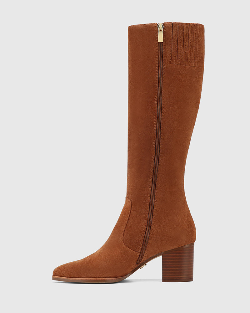 Nash Havana Tan Suede Leather Knee High Boot