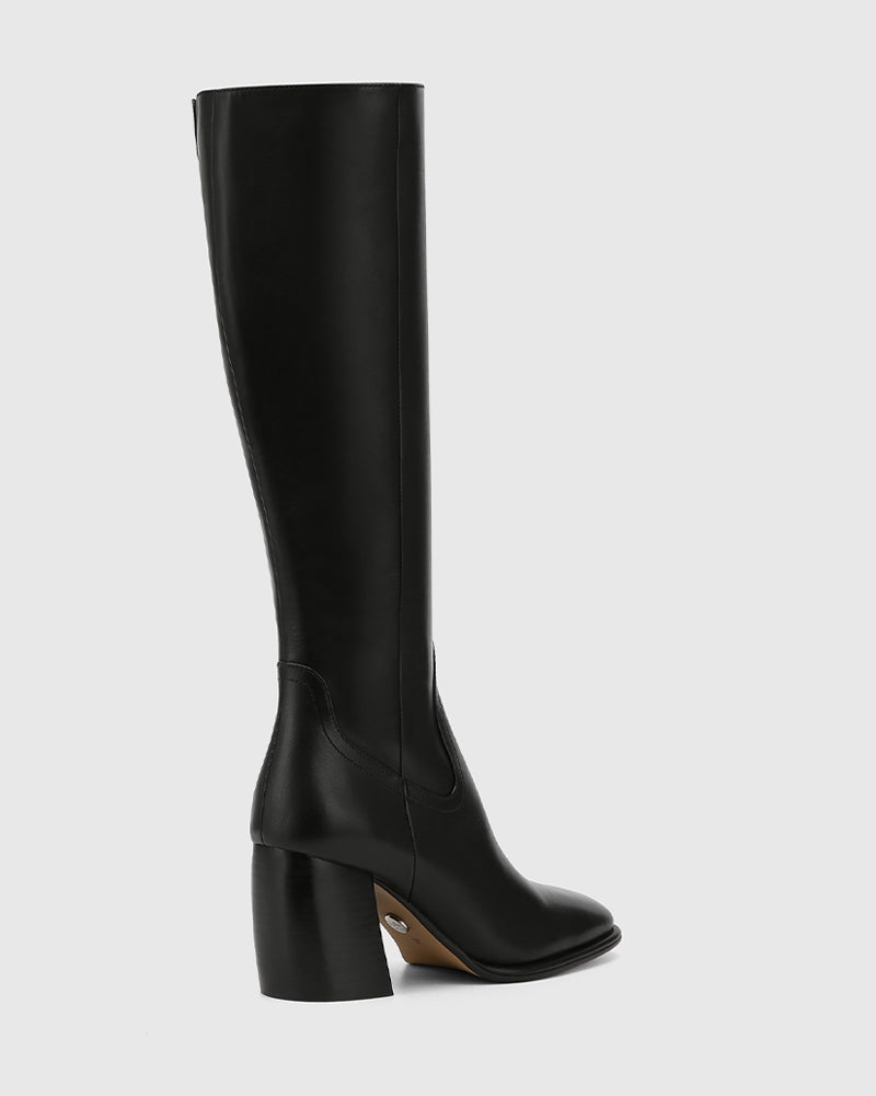 Payley Black Leather Knee High Boot