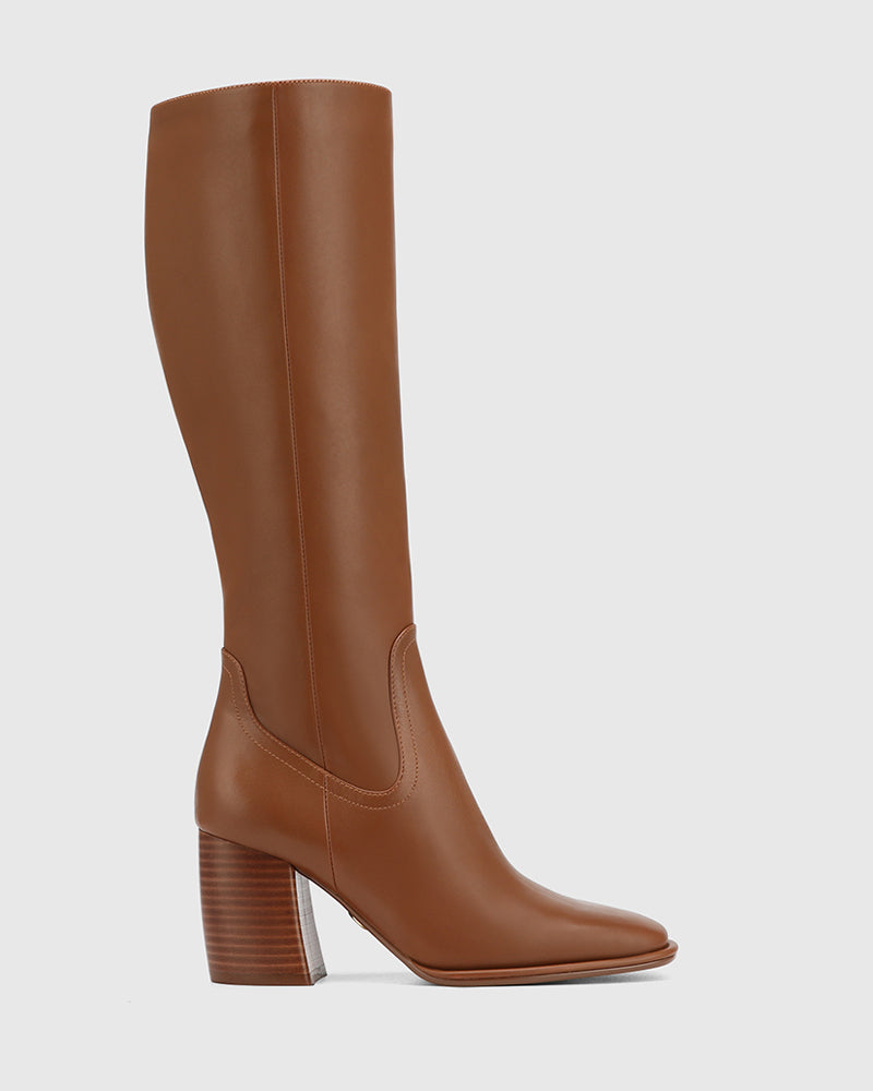 Payley Havana Tan Leather Knee High Boot