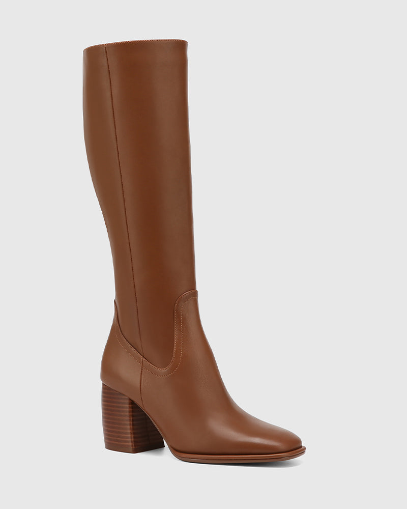 Payley Havana Tan Leather Knee High Boot
