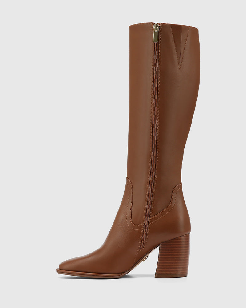Payley Havana Tan Leather Knee High Boot