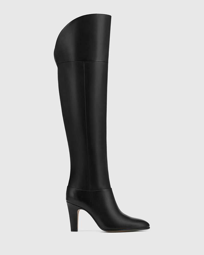 Riot Black Leather Over The Knee Boot