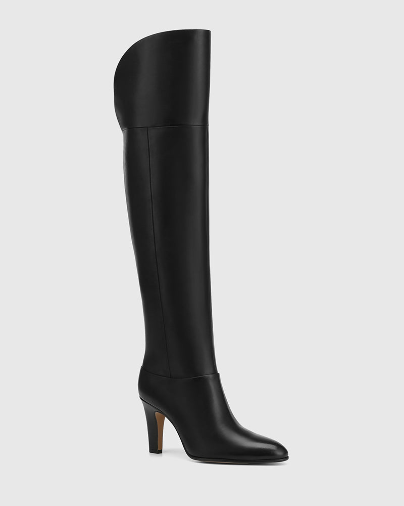 Riot Black Leather Over The Knee Boot
