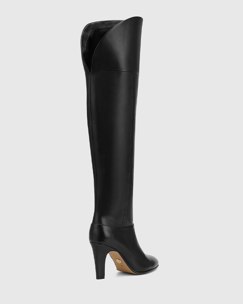 Riot Black Leather Over The Knee Boot
