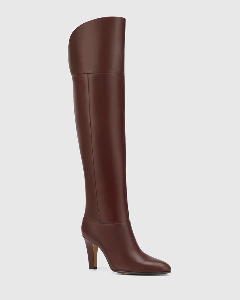 Riot Milk Chocolate Leather Over The Knee Boot