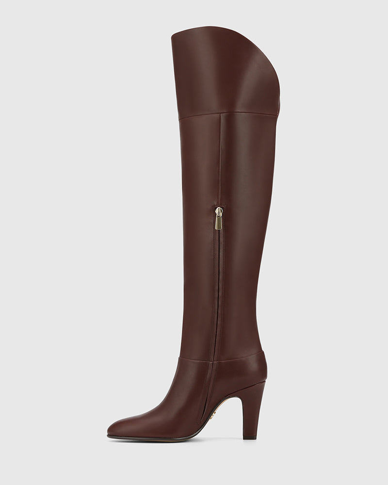 Riot Milk Chocolate Leather Over The Knee Boot