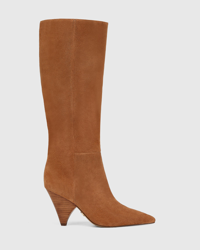 Selena Toast Suede Leather Knee High Boot