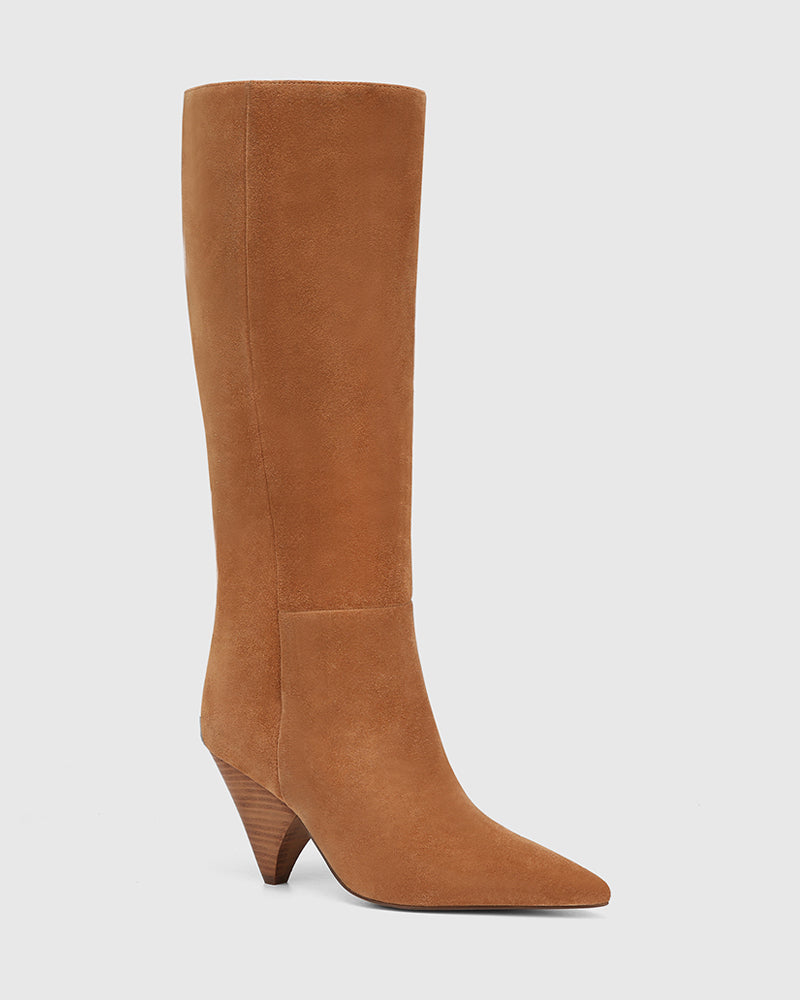Selena Toast Suede Leather Knee High Boot