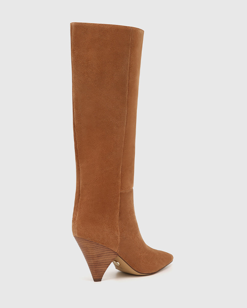 Selena Toast Suede Leather Knee High Boot