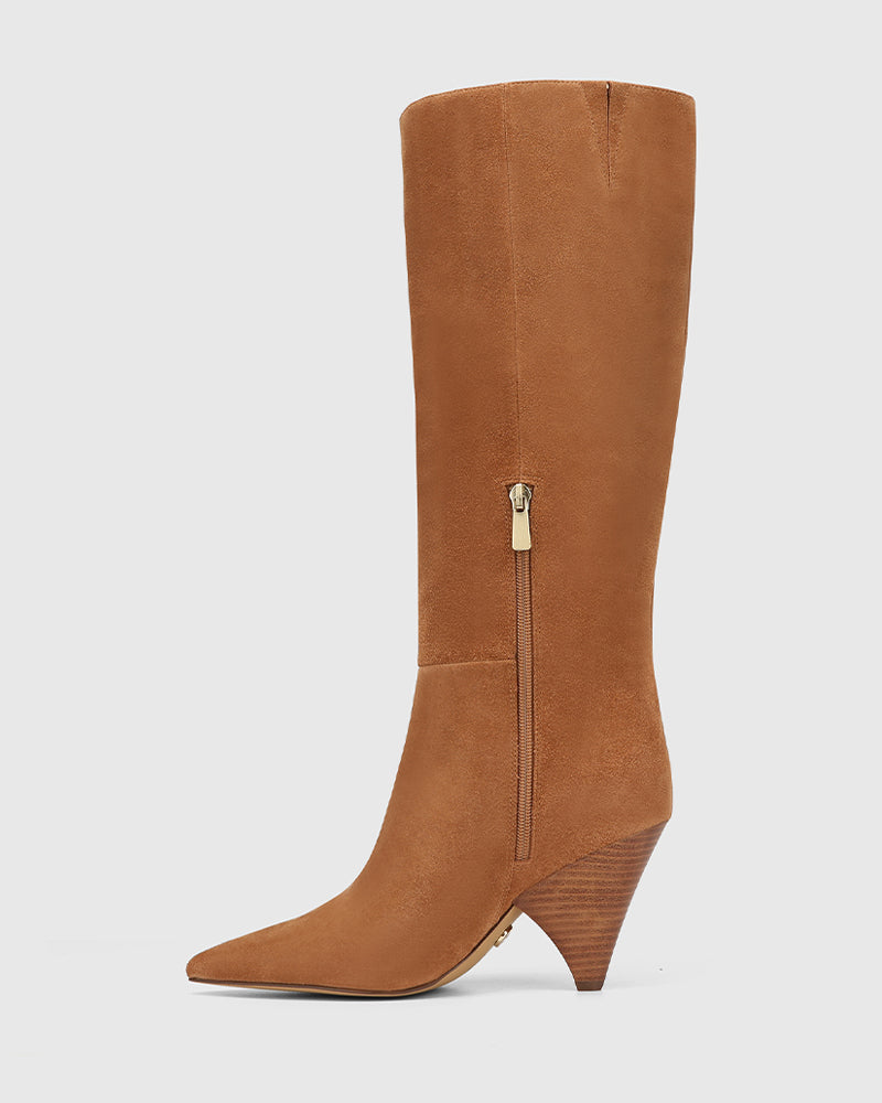 Selena Toast Suede Leather Knee High Boot