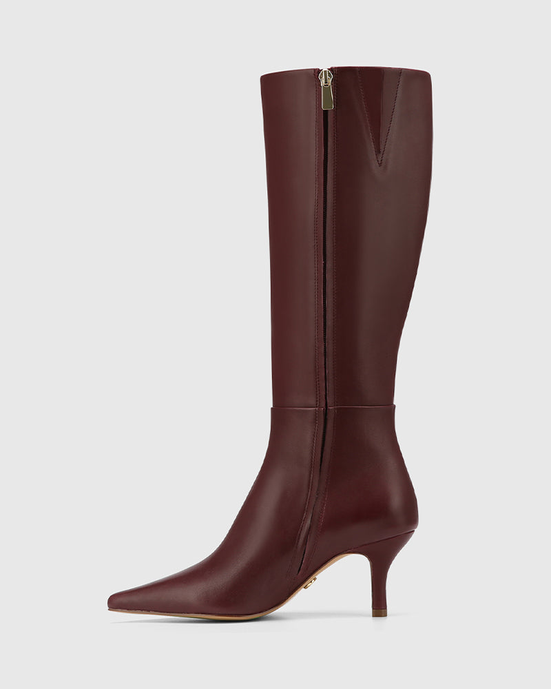 Tarley Wine Leather Long Boot