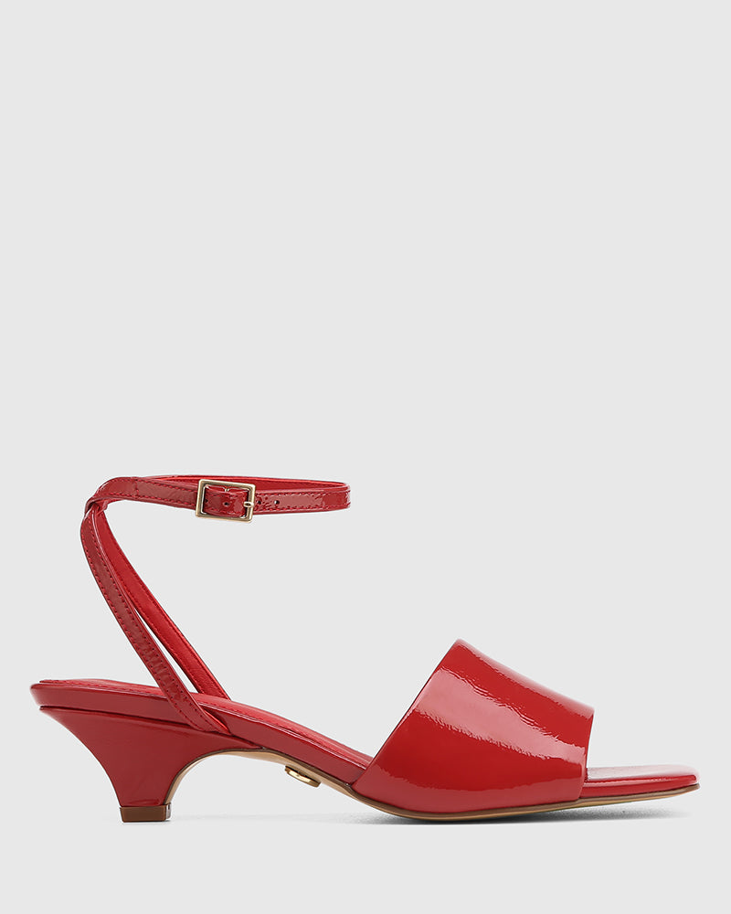 Fleet Rouge Red Crinkle Patent Leather Triangle Heel