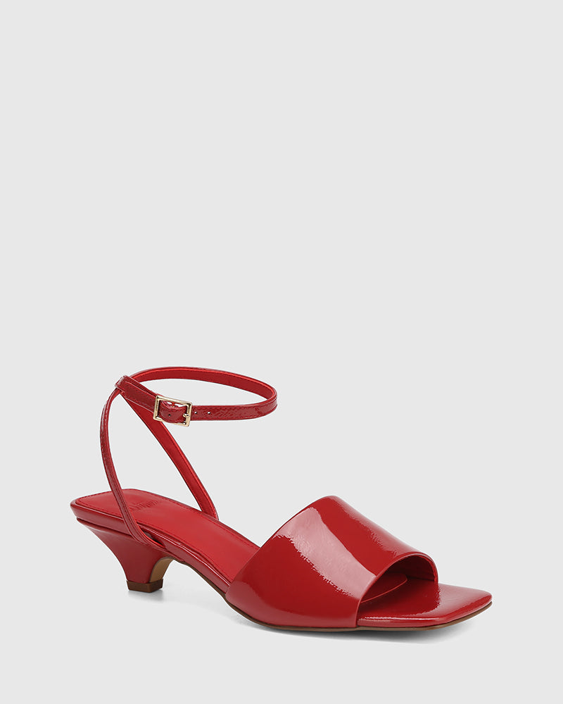 Fleet Rouge Red Crinkle Patent Leather Triangle Heel