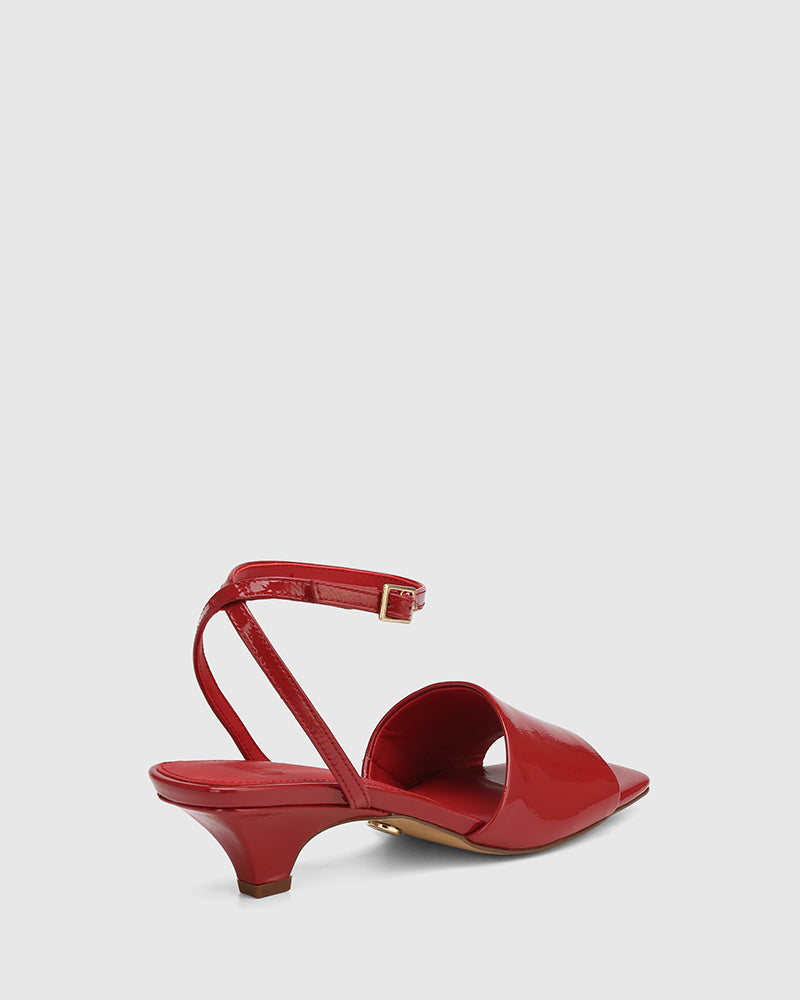 Fleet Rouge Red Crinkle Patent Leather Triangle Heel