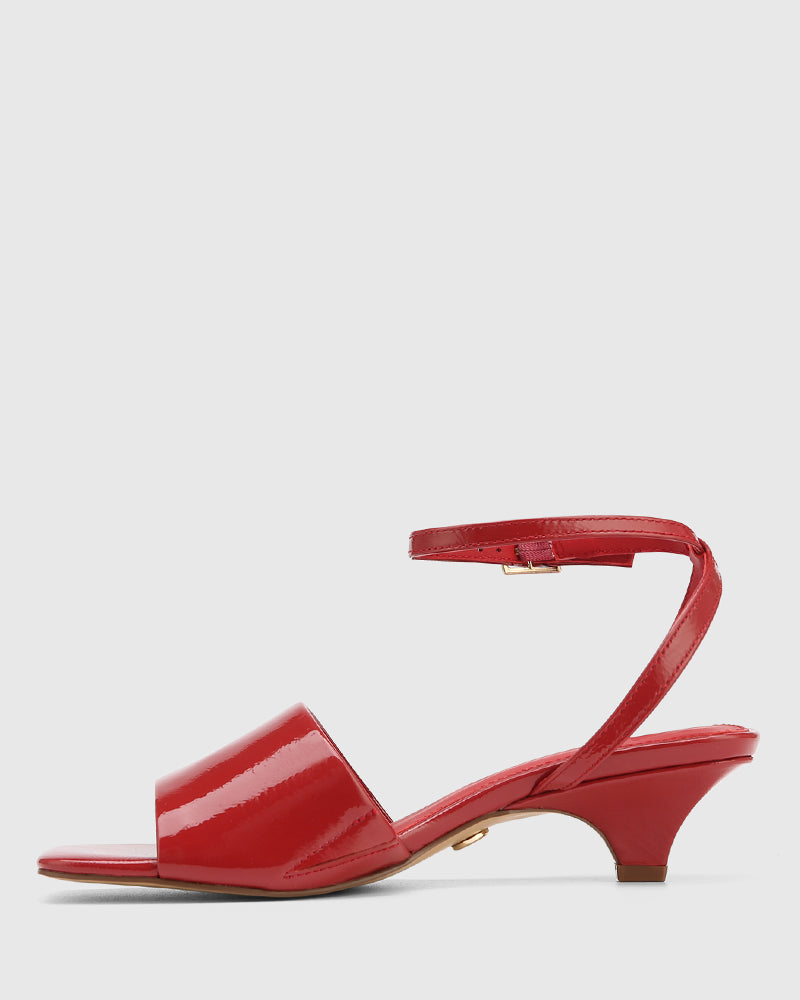 Fleet Rouge Red Crinkle Patent Leather Triangle Heel