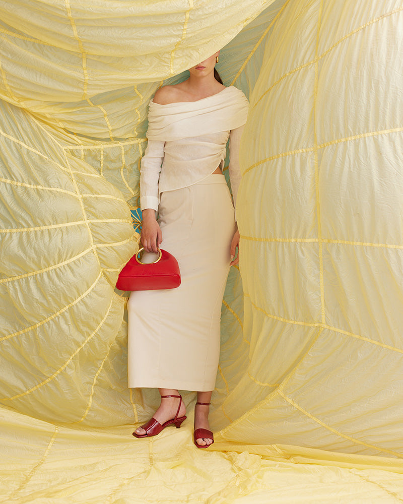 Fleet Rouge Red Crinkle Patent Leather Triangle Heel