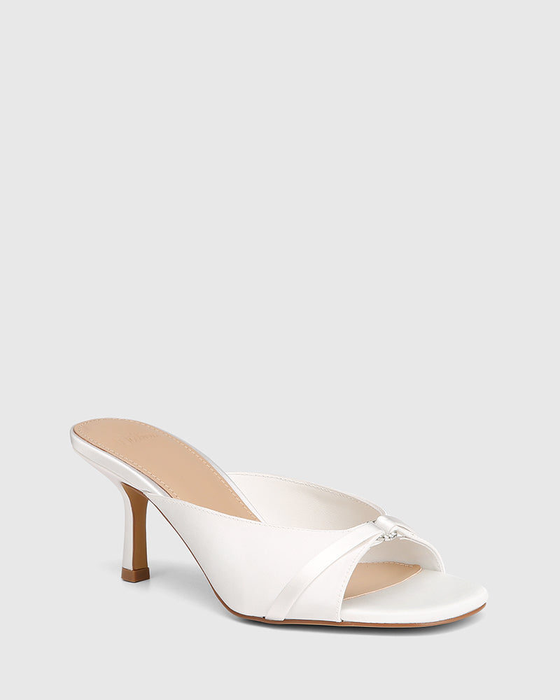 Celina Ivory Recycled Satin Textile Mule