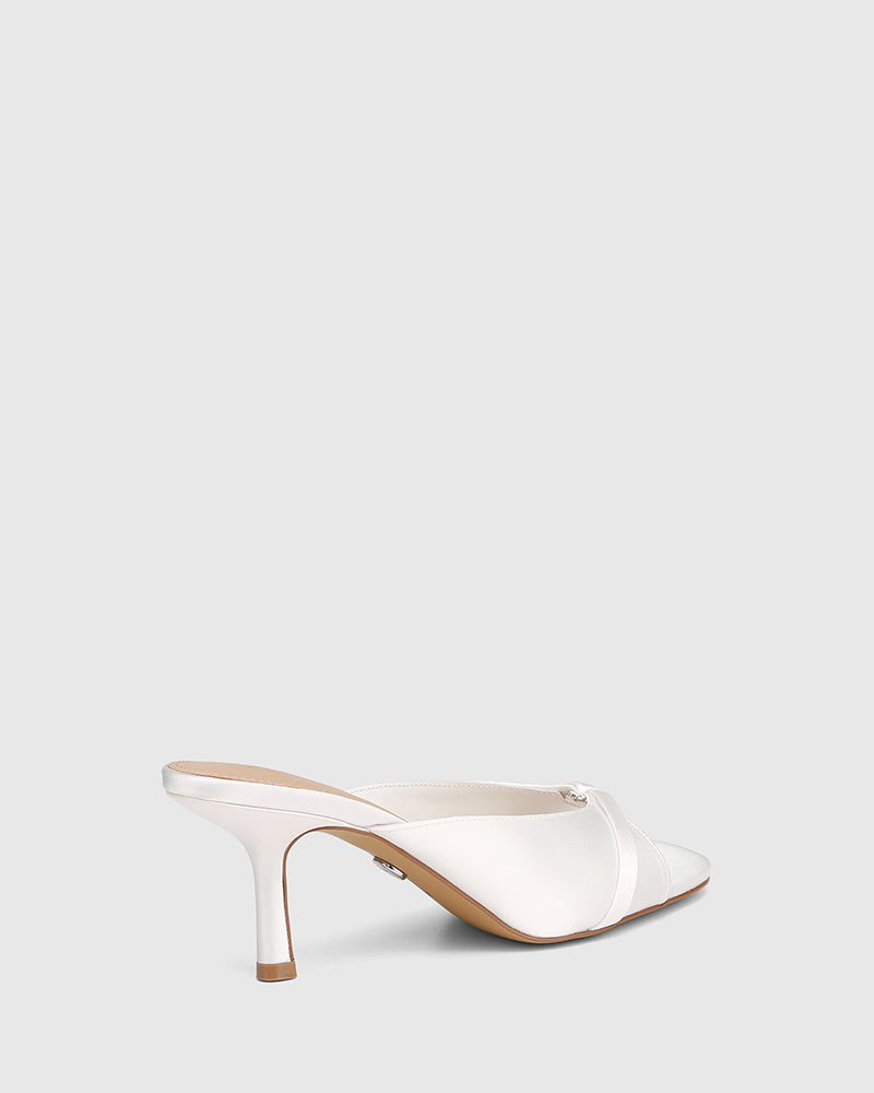 Celina Ivory Recycled Satin Textile Mule