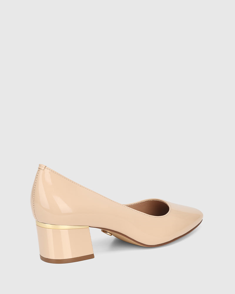 Gemmah New Flesh Patent Block Heel Pump