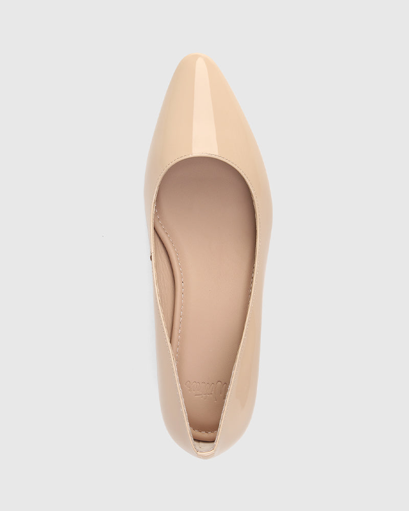 Gemmah New Flesh Patent Block Heel Pump