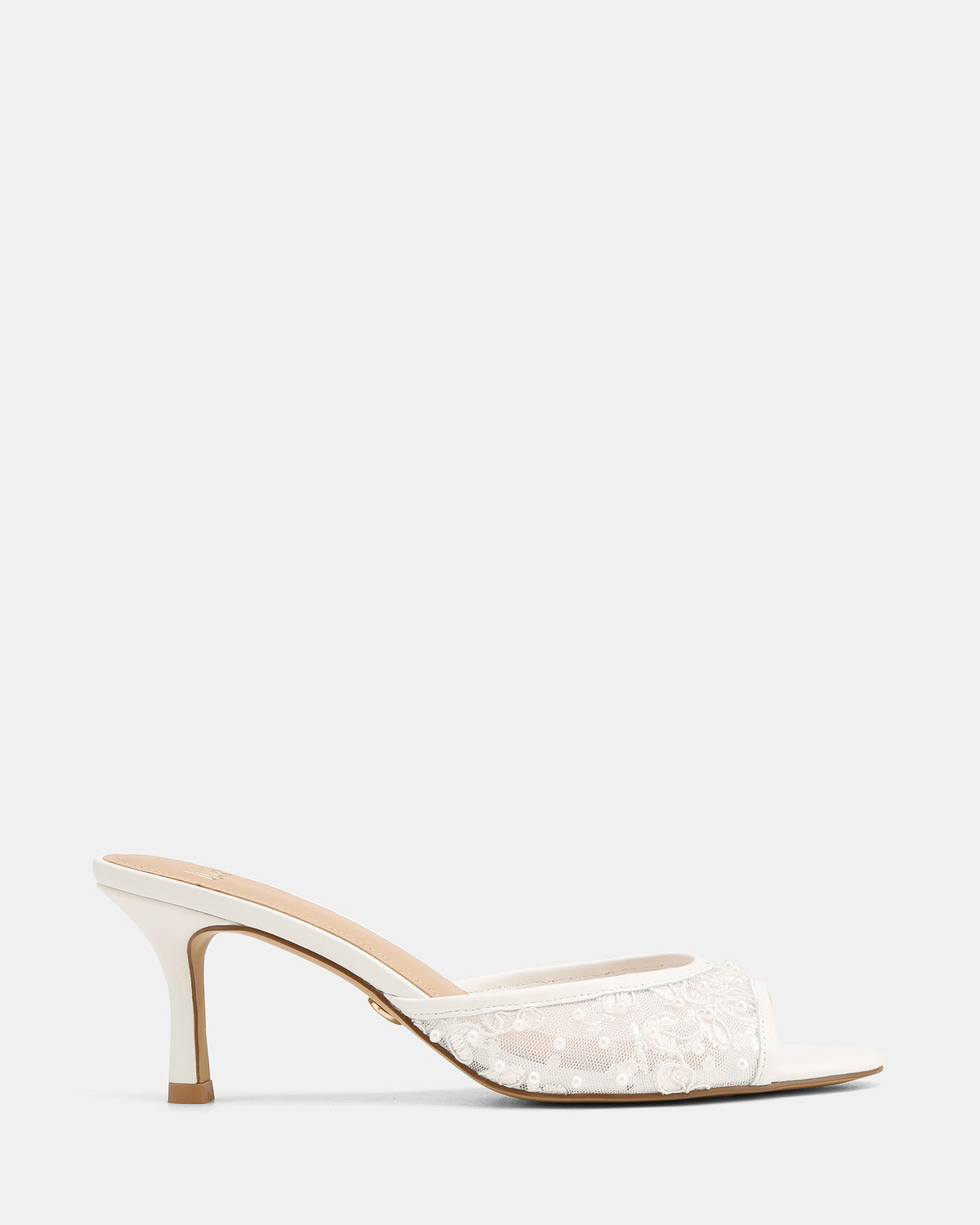 Gem Whtie Lace Low Heels
