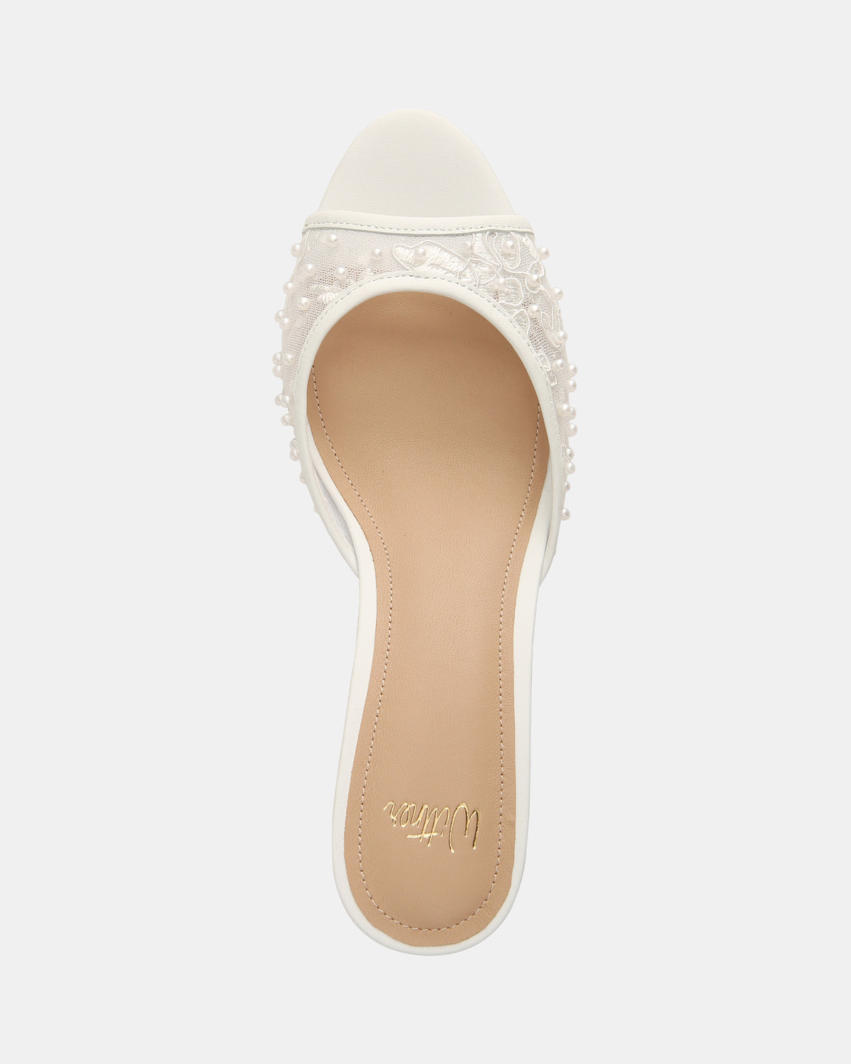 Gem Whtie Lace Low Heels