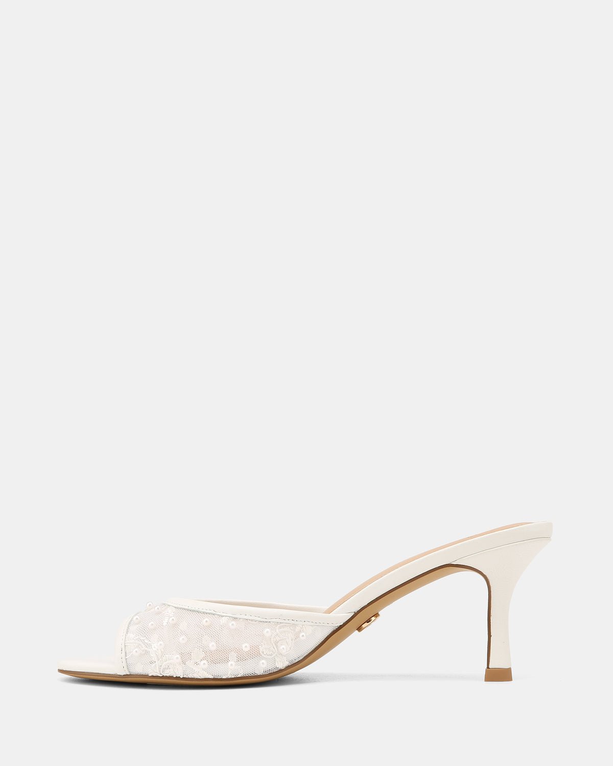 Gem Whtie Lace Low Heels