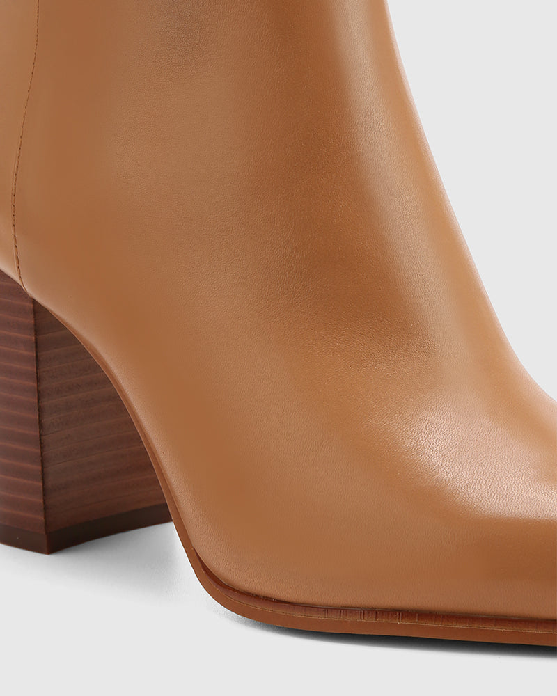 Haval Dark Sand Leather Ankle Boot