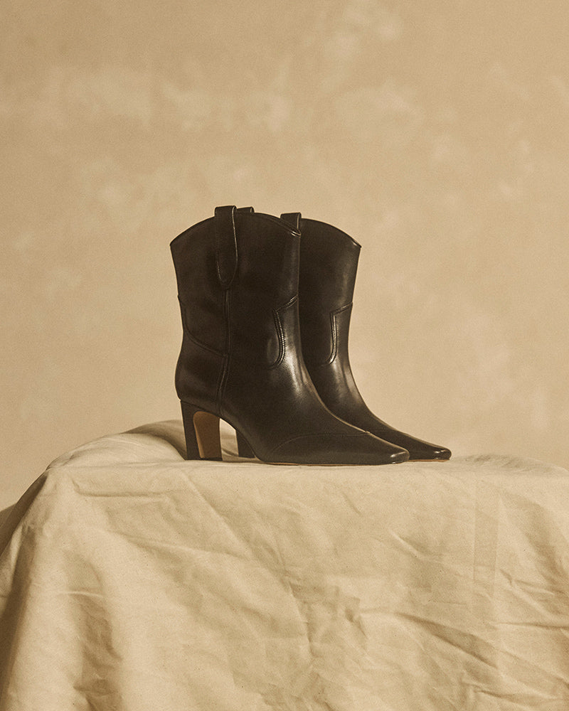 Lusk Black Leather Ankle Boot