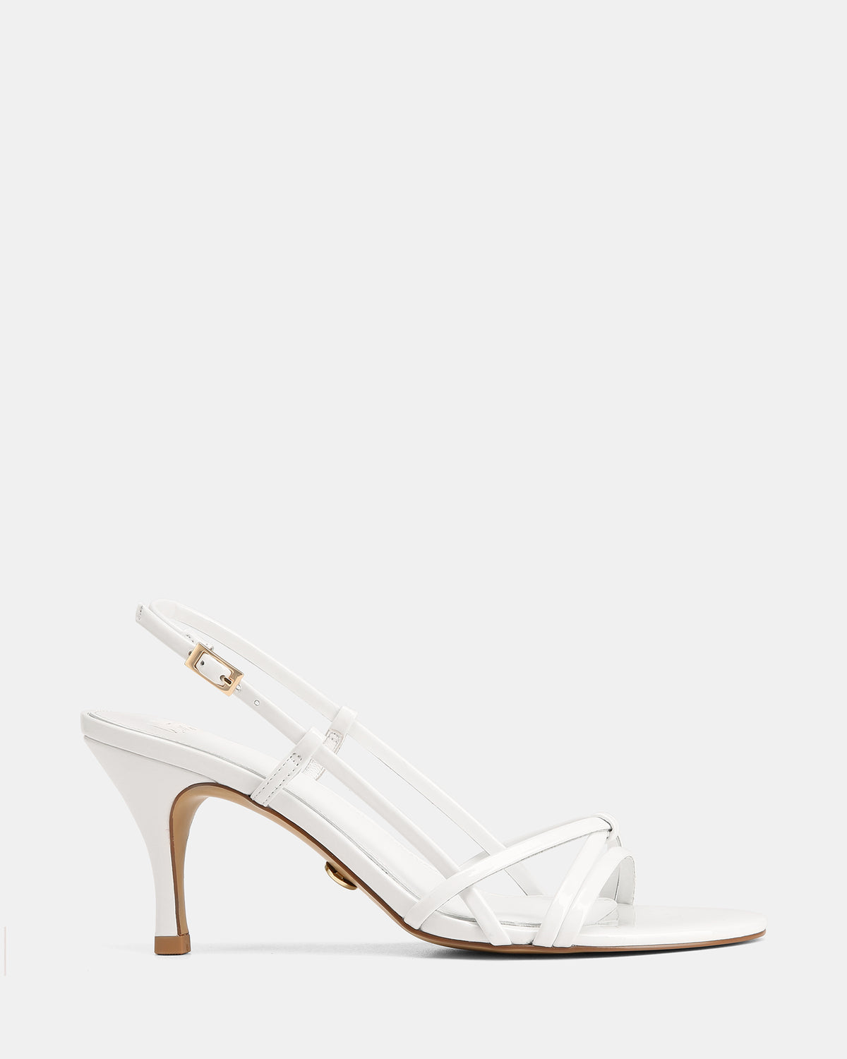 IMANI MID SANDALS WHITE PATENT LEATHER