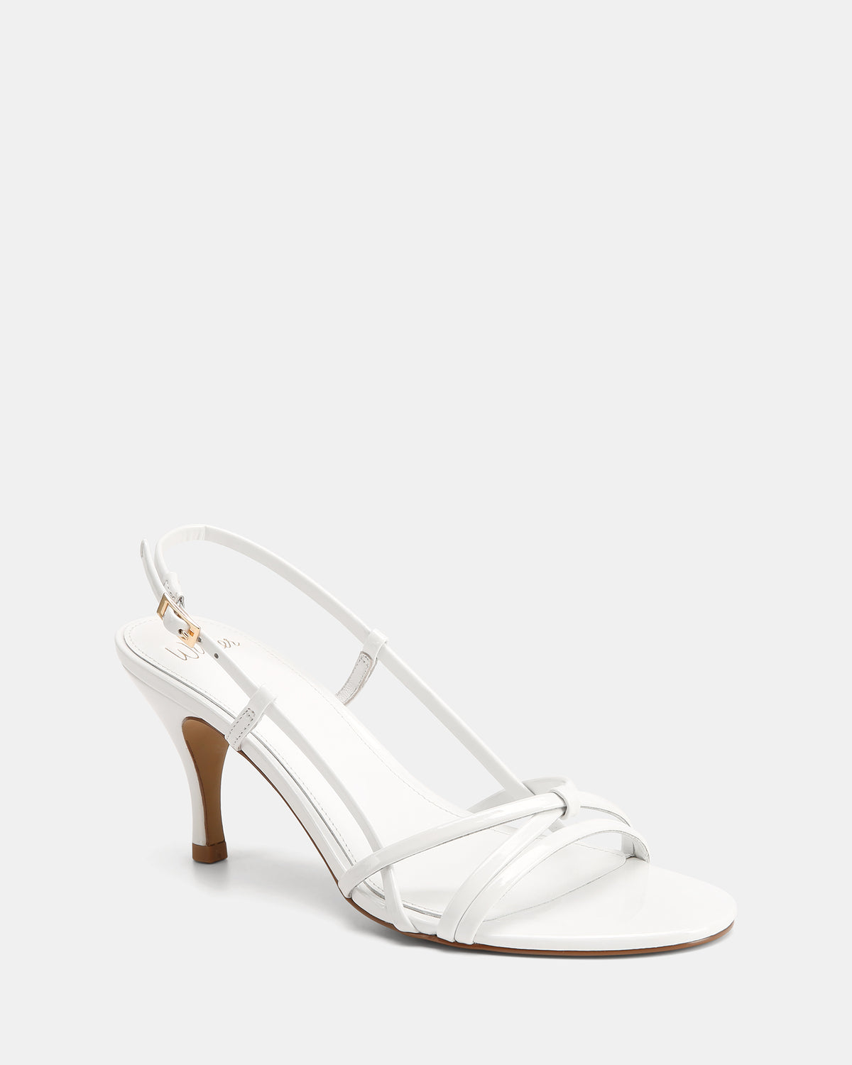 Imani White Patent Leather Mid Heels
