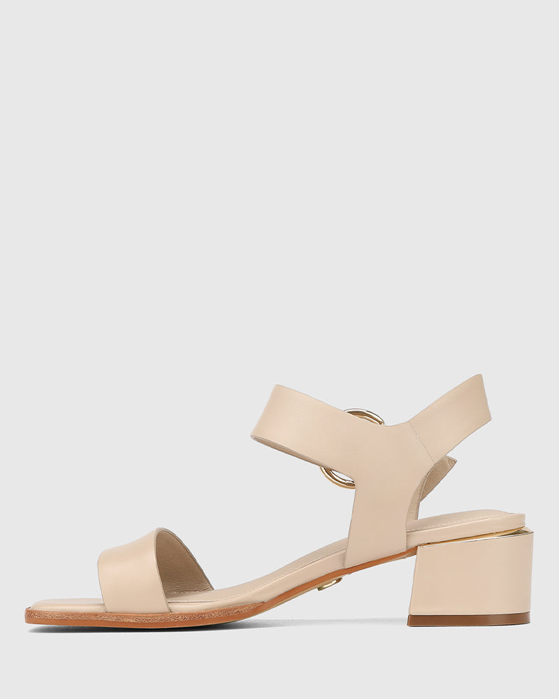 Immi Pale Porcelain Leather Block Heel