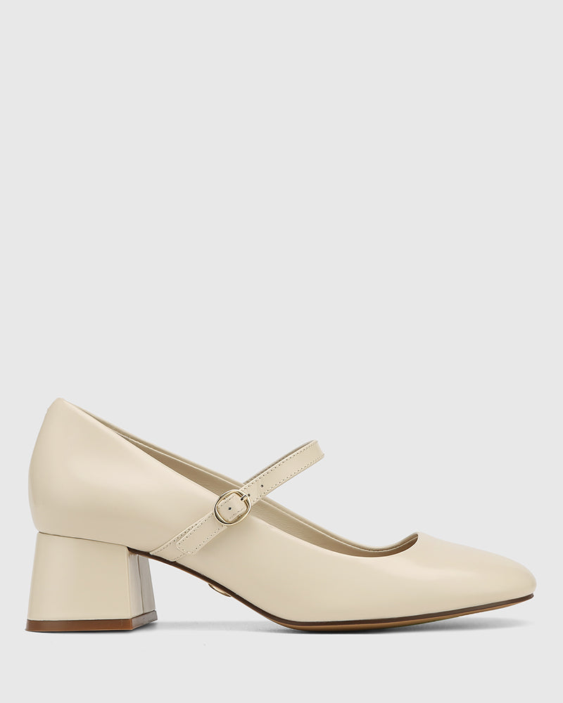 Irena Vintage Ivory Leather Mary Jane