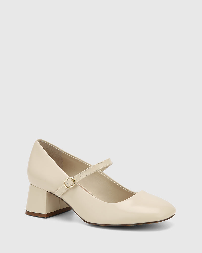 Irena Vintage Ivory Leather Mary Jane