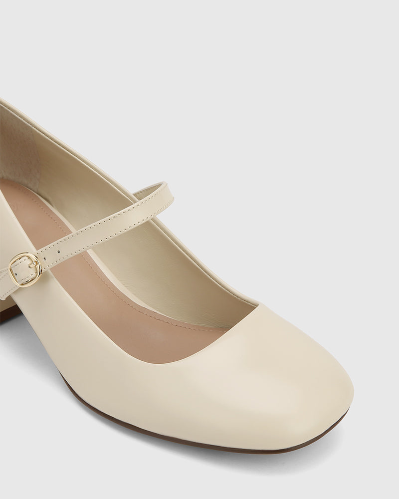 Irena Vintage Ivory Leather Mary Jane