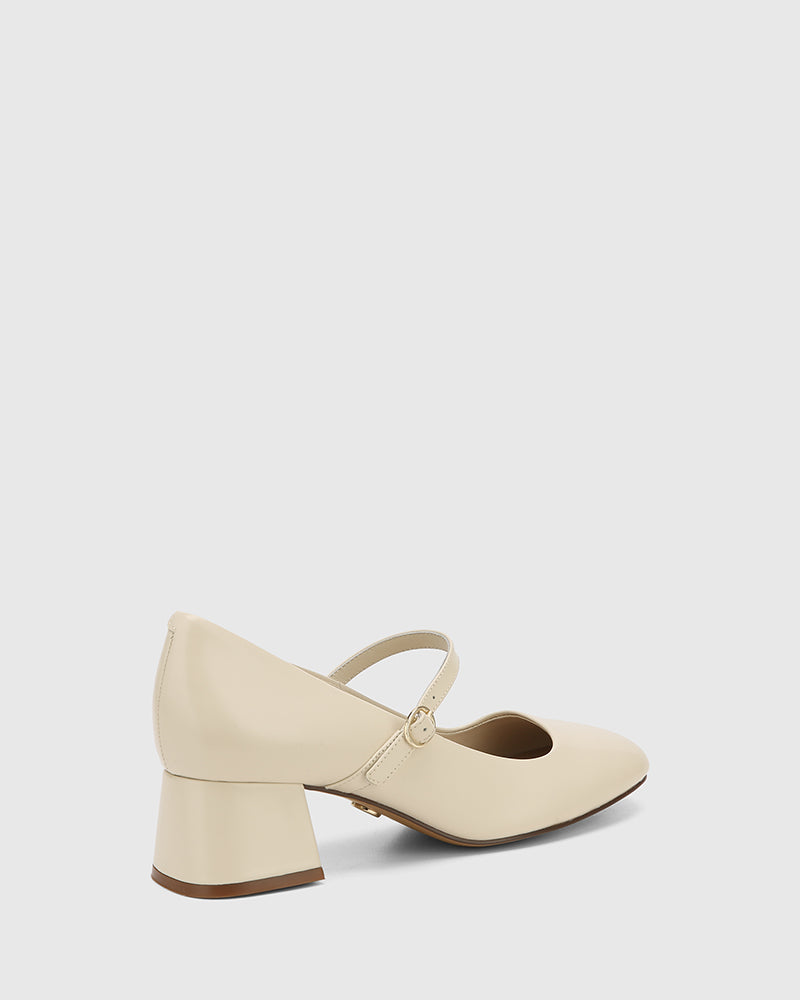 Irena Vintage Ivory Leather Mary Jane