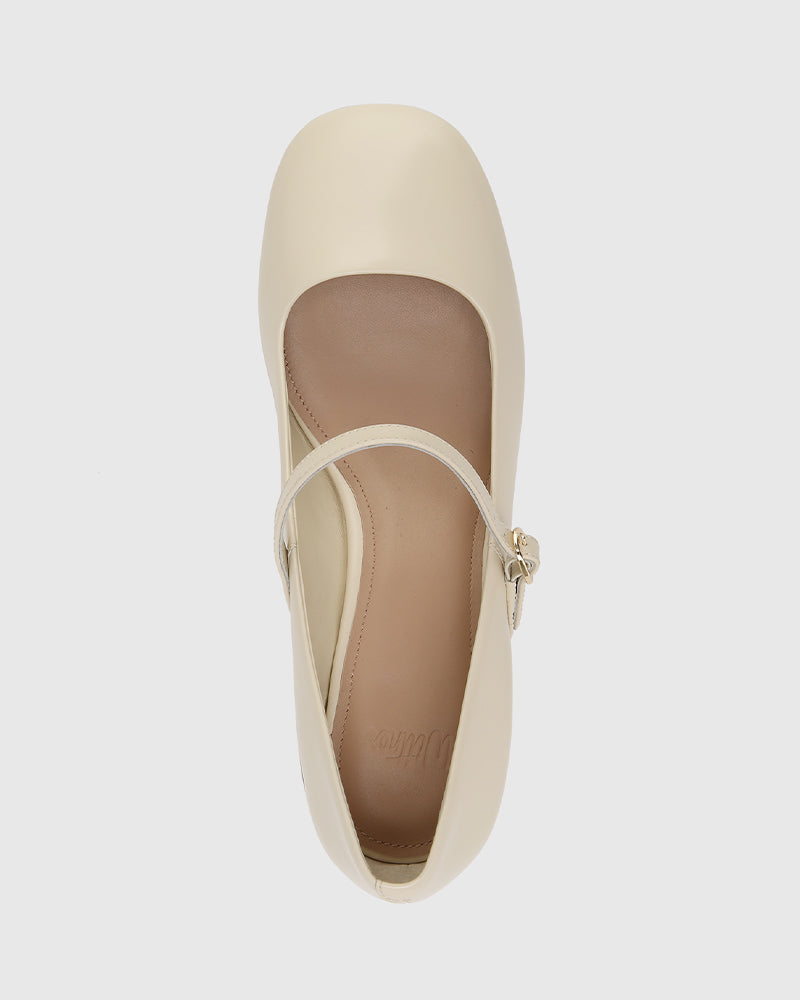 Irena Vintage Ivory Leather Mary Jane