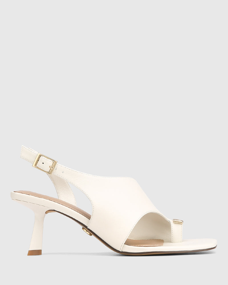 Isla Off White Leather Asymmetrical Heel