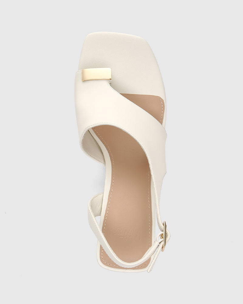 Isla Off White Leather Asymmetrical Heel