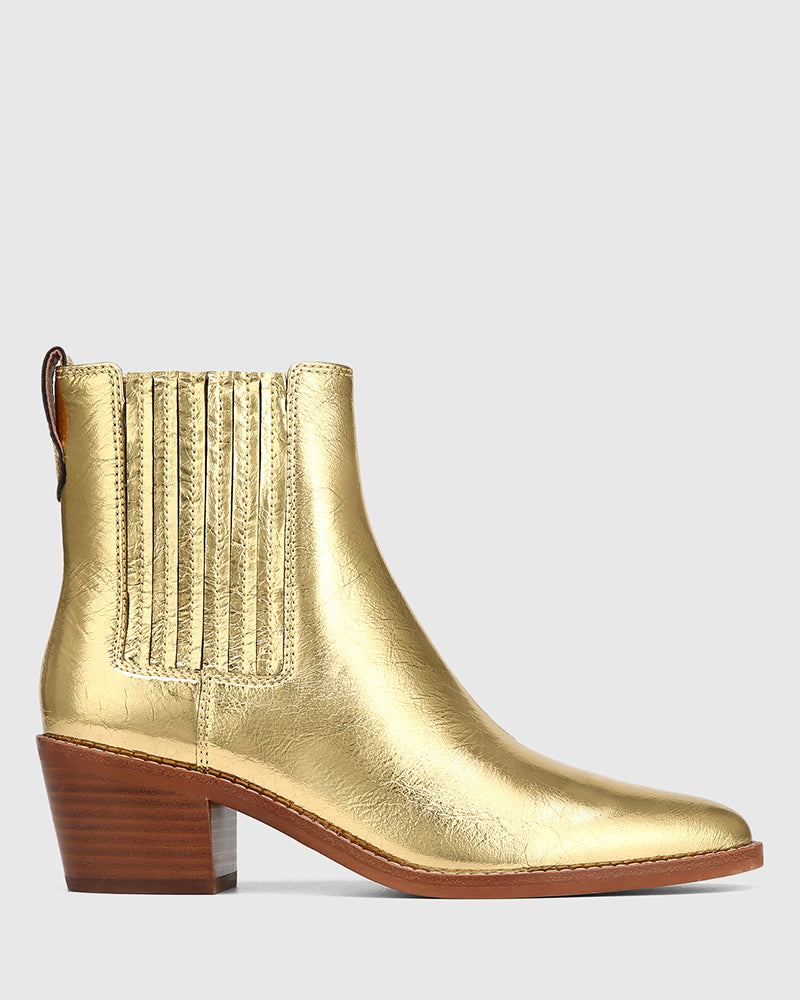 Jiamy Gold Crease Metallic Leather Ankle Boot