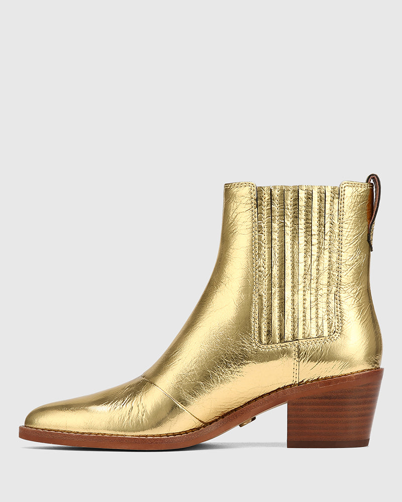 Jiamy Gold Crease Metallic Leather Ankle Boot