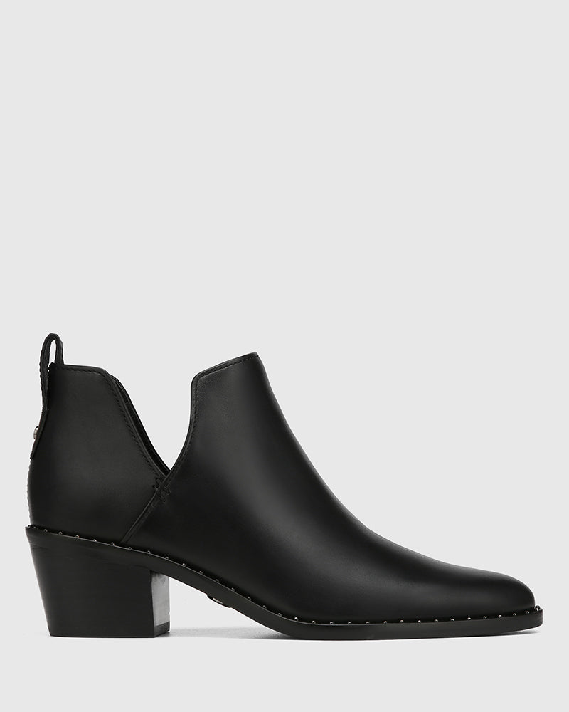 Jiya Black Leather Ankle Boot