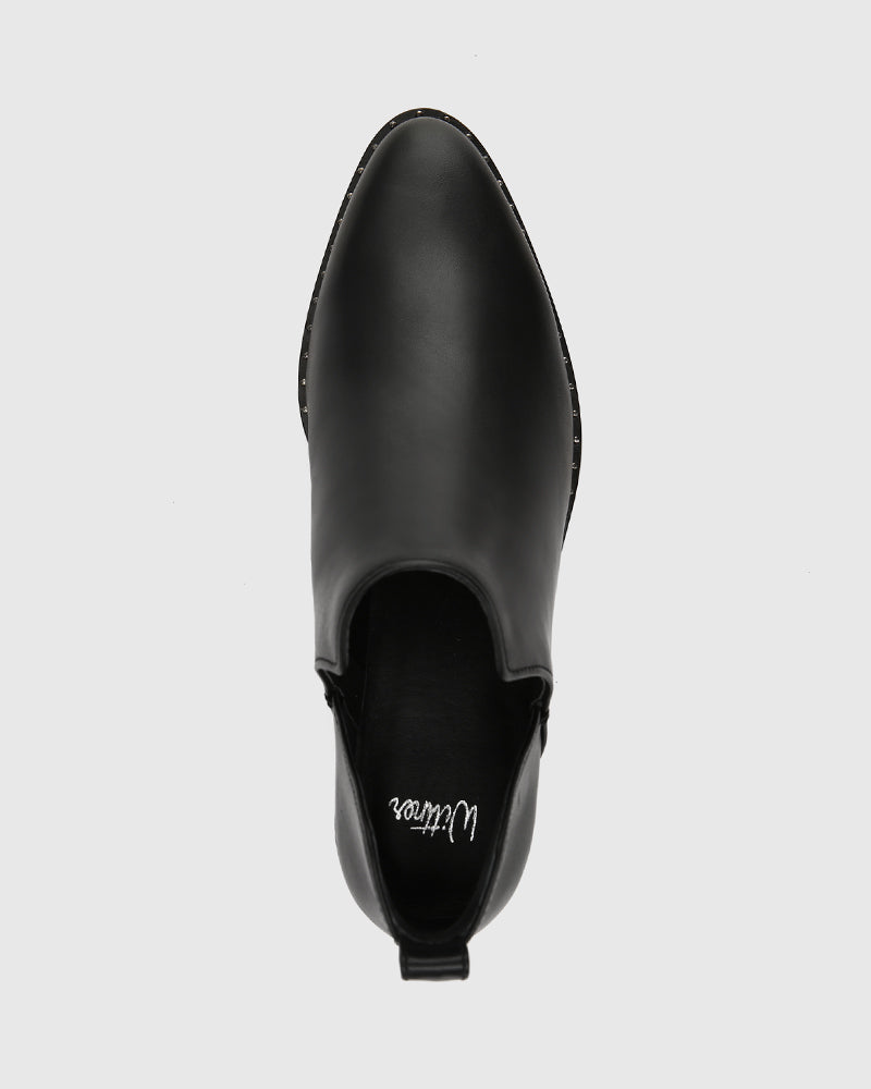 Jiya Black Leather Ankle Boot