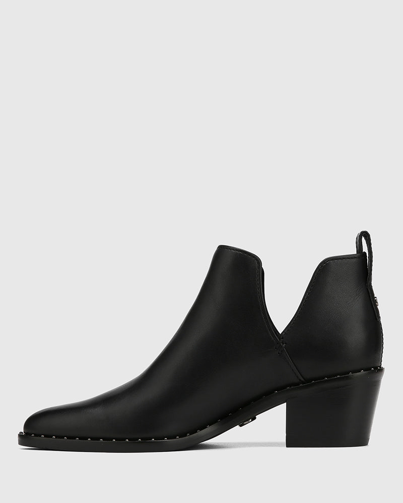 Jiya Black Leather Ankle Boot