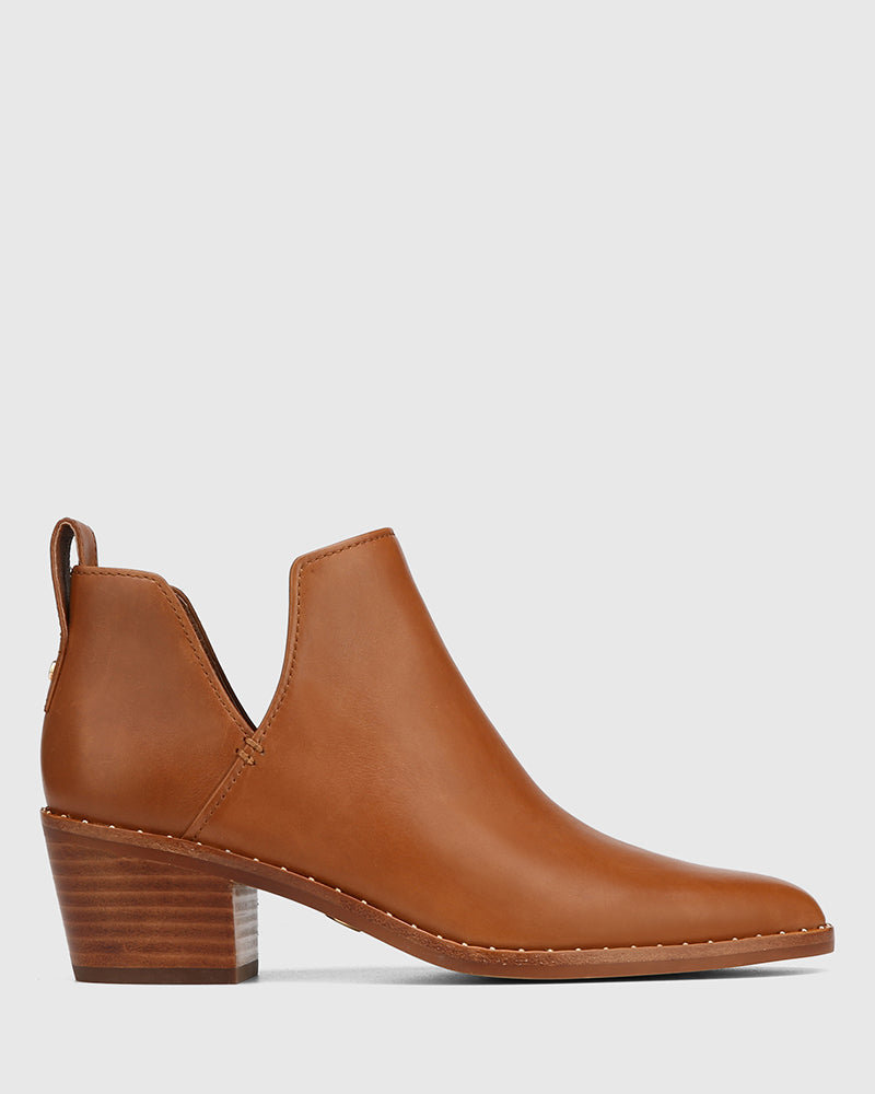 Jiya Havana Tan Leather Ankle Boot