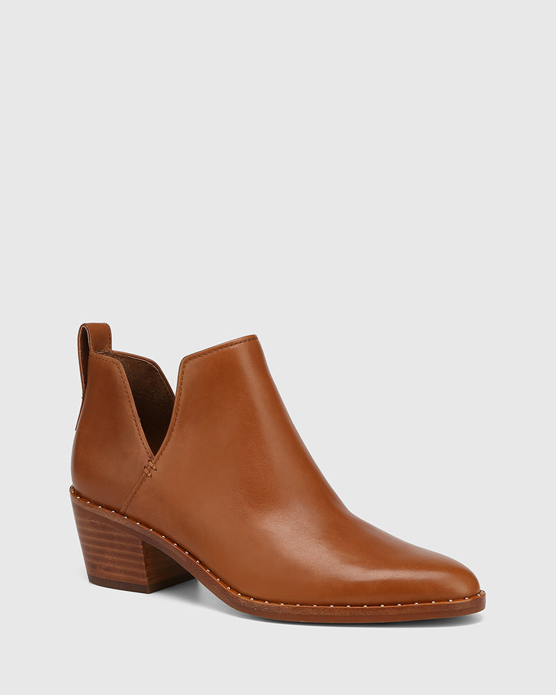 Jiya Havana Tan Leather Ankle Boot