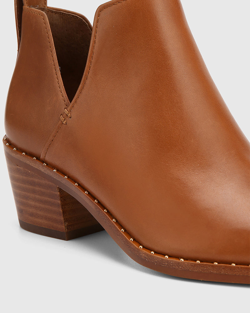Jiya Havana Tan Leather Ankle Boot